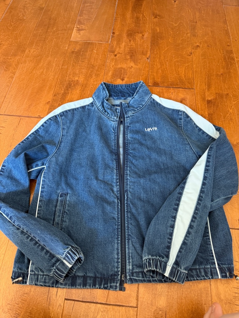 Levi's Blue Denim Coaches Track Jacket with Stripe Accents